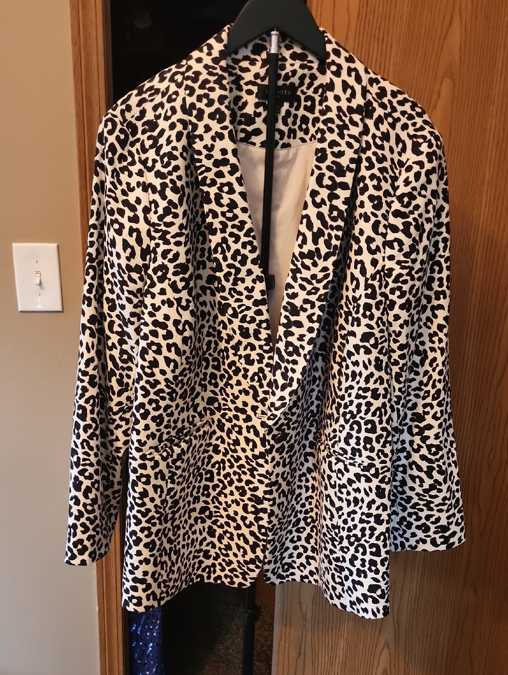 Talbots Black and White Leopard Print Blazer